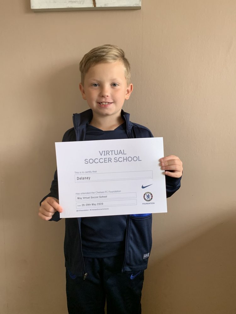 Received my certificate Today for CFC foundation virtual soccer school I did in the may half term! 3