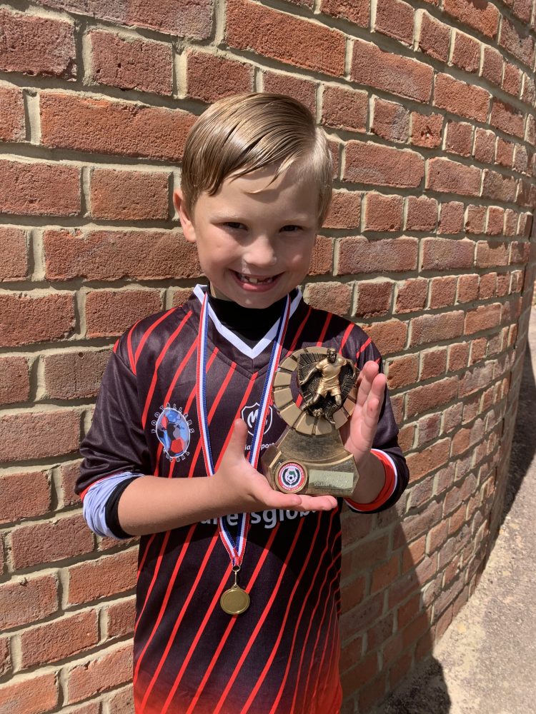Players player trophy was given today and his medal, well done dude!! He loved wearing his new kit! 