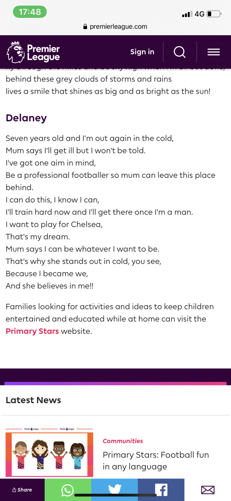 I’m very proud, I wrote a poem for The Premier League Primary Stars Friday challenge on ambition. 