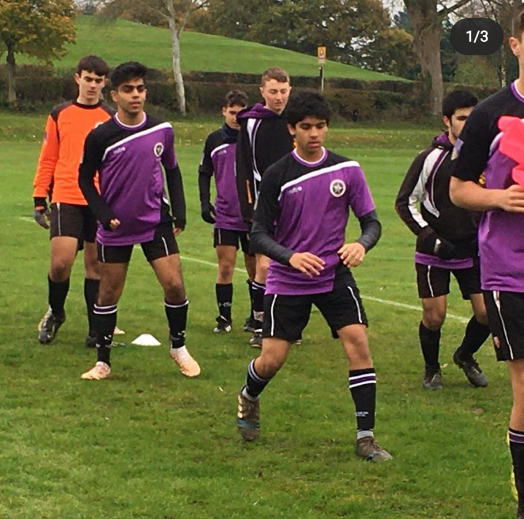 Pre match warm up in under 19 Shropshire schools county league.
