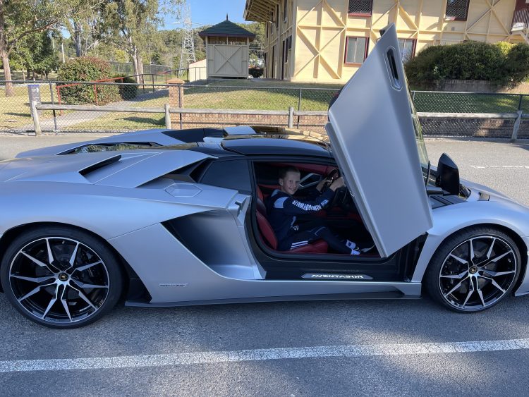 Rocking up to training in the Lamborghini Avantador