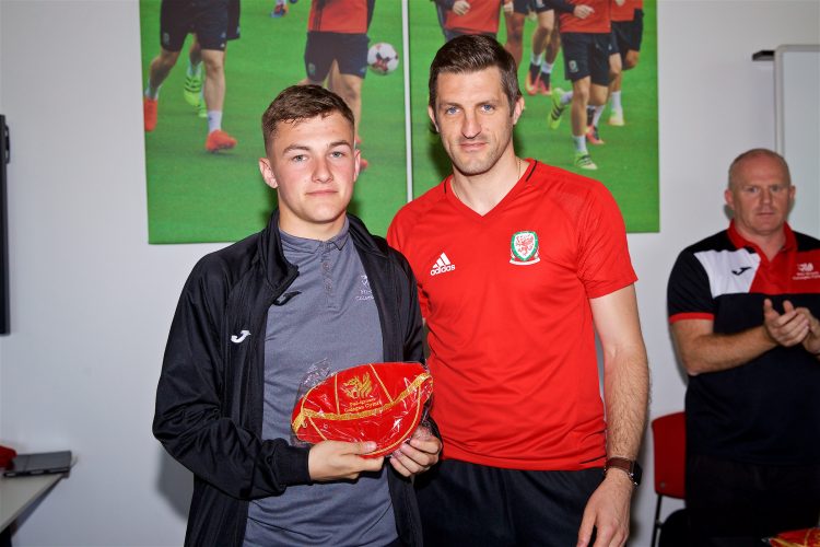 Receiving my Wales colleges cap from ex Welsh international Sam Ricketts