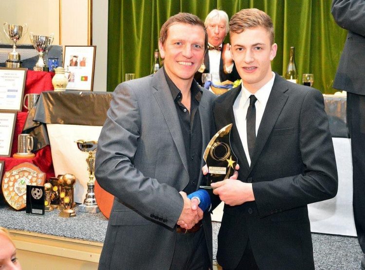 Lee sharpe giving me my young player of the year award!