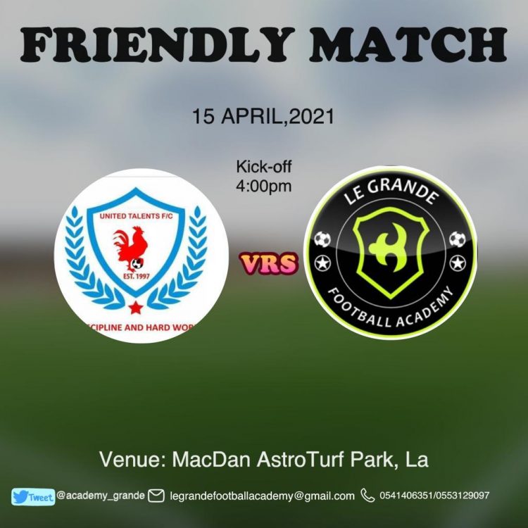 15th April,2021 Match day⚽ United Talent fc vs Le Grande Football Academy Time :4pm @MacDan A