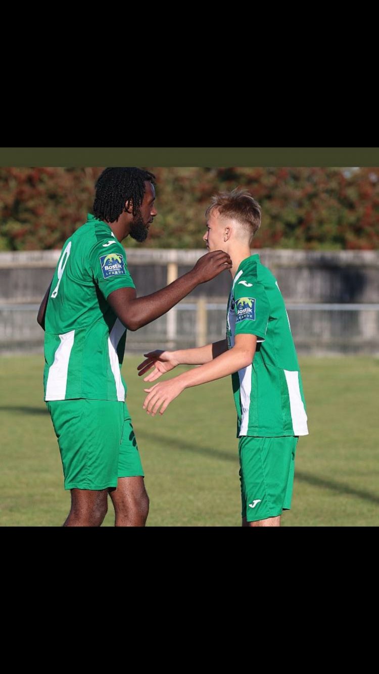 This is a picture of me coming on in place of Brian Moses to make my debut for Basildon United vs De